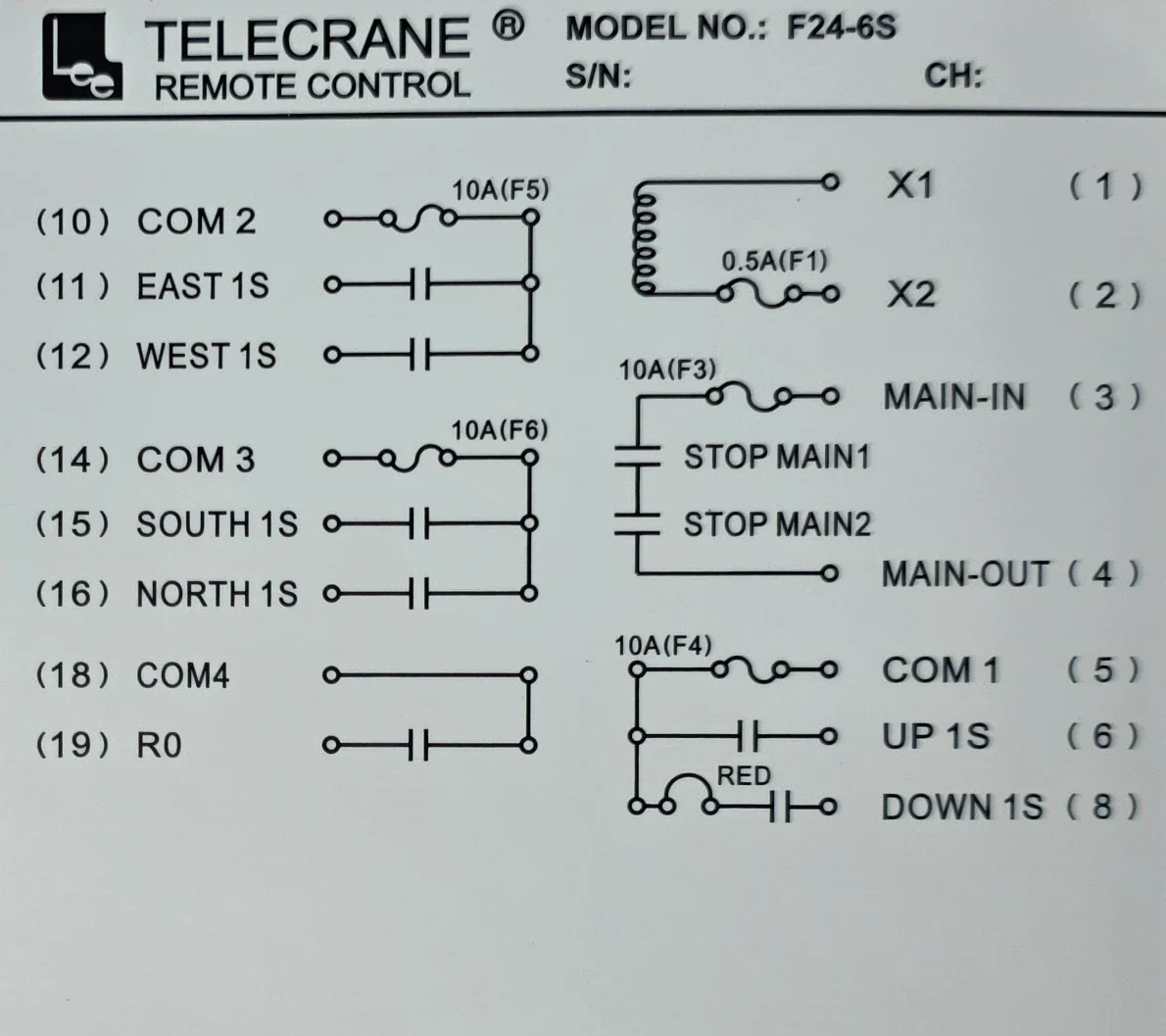 Схема подключения F24-6S — справочная схема исполнения F24-6S